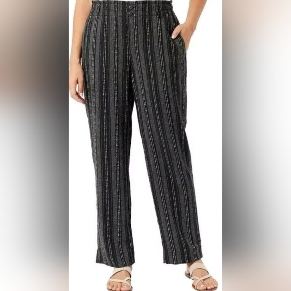 Time and Tru Striped Black Women's Wide Leg Pants XS